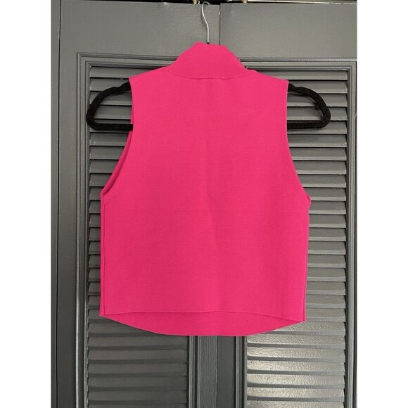 Knit Mock Neck Sleeveless Bodycon Stretch Hot Pink House of Harlow 1960 (M) NWT - Picture 3 of 9